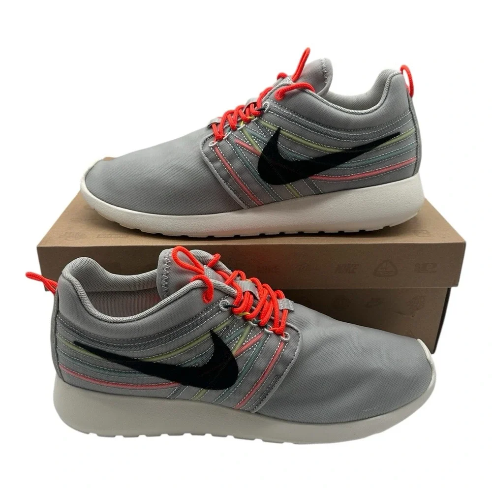 Nike Rosherun Dynamic Flywire QS Running‎ Shoes Mens 9 Grey Crimson 580579-061